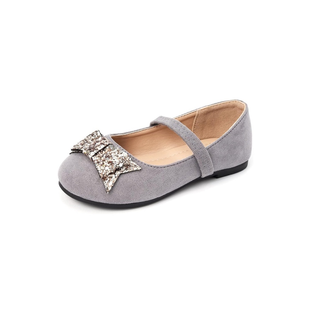 Gray Kids Shoe with Glitter Bow